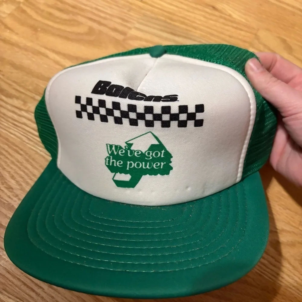 Vintage Bolens Mesh Snap Back Trucker Hat  Checkered Green 90s